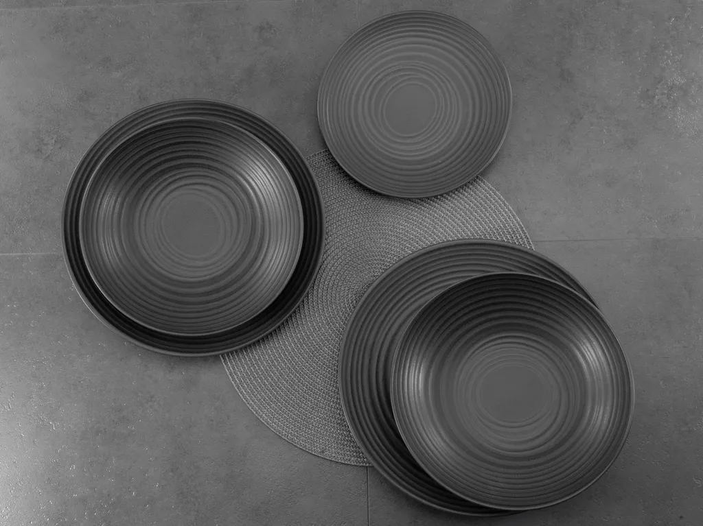 CreaTable 23205 Tafelservice Elements Collection Lava Stone Für 4 Personen, Steinzeug, Schwarz/grau (1 Set, 12-teilig) 7 CreaTable 23205 Tafelservice Elements Collection Lava Stone Für 4 Personen, Steinzeug, Schwarz/grau (1 Set, 12-teilig) – Bild 7