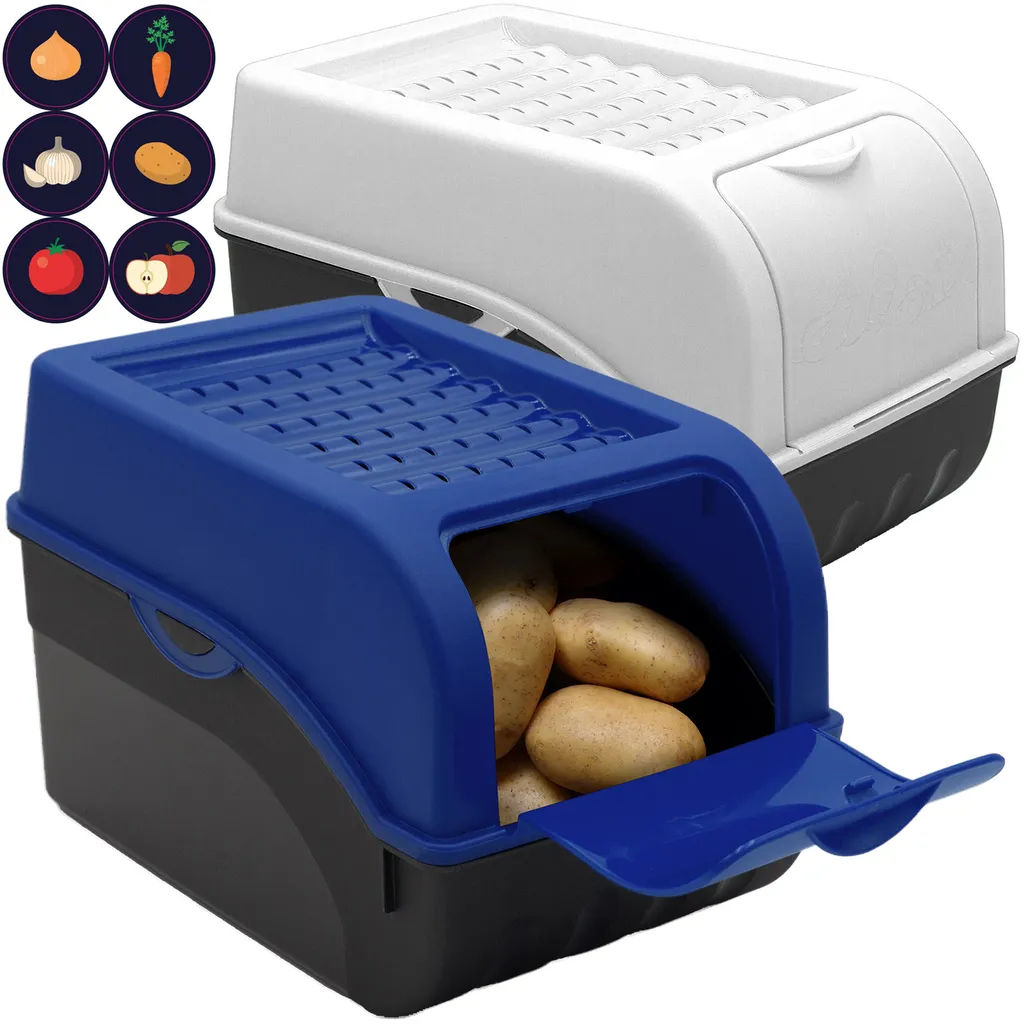 Kartoffel Aufbewahrungsbox Blau+ Weiß 2er Set I Gemüsebox Kartoffelbox Mit Deckel Für Ca. 4 Kg Kartoffeln + 6 Aufkleber Mit Gemüsesorten 1 Kartoffel Aufbewahrungsbox Blau+ Weiß 2er Set I Gemüsebox Kartoffelbox Mit Deckel Für Ca. 4 Kg Kartoffeln + 6 Aufkleber Mit Gemüsesorten