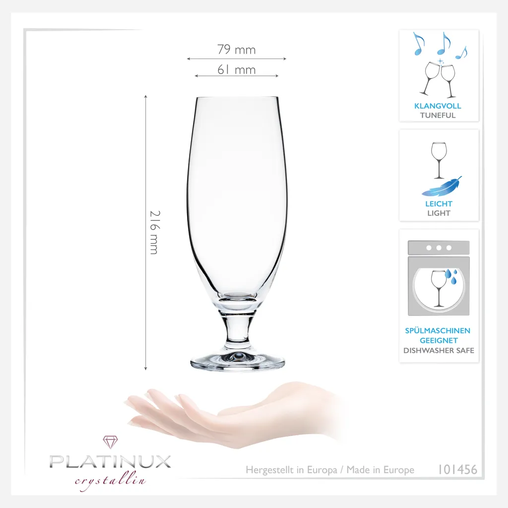 Bierkelche 500ml (max. 580ml) Set 6-Teilig Bierglas Weizengläser Aus Crystalline Glas 3 Bierkelche 500ml (max. 580ml) Set 6-Teilig Bierglas Weizengläser Aus Crystalline Glas – Bild 3