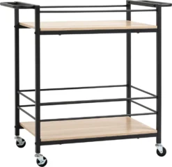 HOMCOM Küchenwagen Servierwagen Aufbewahrungswagen Beistellwagen Mit 2 Ebenen Und Griff Rollenwagen Für Küche Esszimmer Belastbarkeit 60 Kg Spanplatte 82 X 40 X 75 Cm