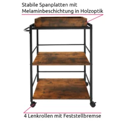 Tectake Servierwagen Worcester 65x41,5x87cm - Industrial Dunkelbraun 14 Tectake Servierwagen Worcester 65x41,5x87cm - Industrial Dunkelbraun -Haushalts Verkauf 6195d22511eac545b6d219ec289e31e7