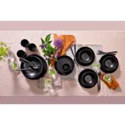 Mammoet Moon Geschirrset 6 Personen, Steingut, Bestehend Aus Tiefen Und Flachen Tellern Sowie Schalen – Je 6 Stück, Matt Schwarz, Moderne Form, Spülmaschinenfest -Haushalts Verkauf 6781fa78149ed8fb7ae721c4ba73fa91