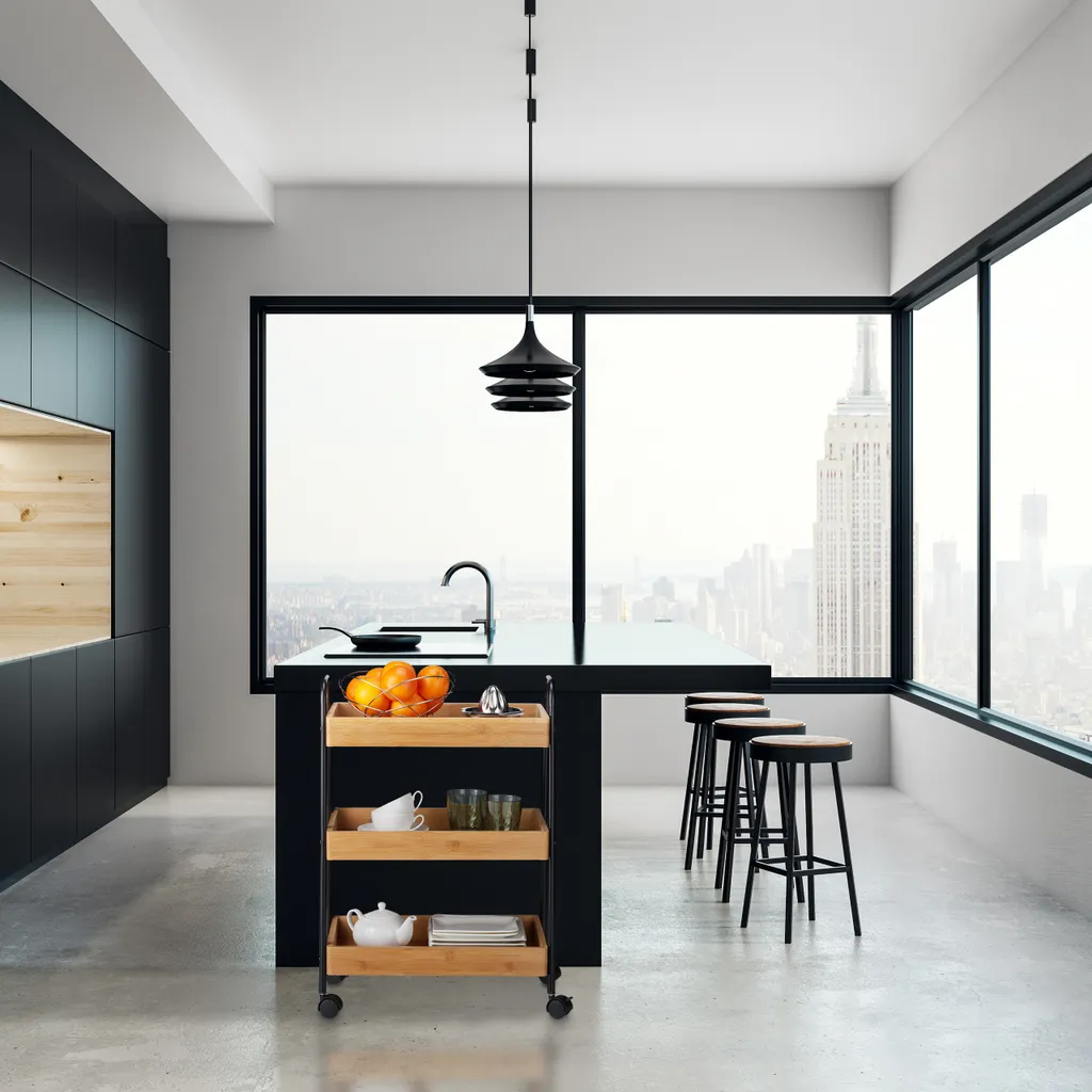 Relaxdays Servierwagen Bambus 2 Relaxdays Servierwagen Bambus – Bild 2