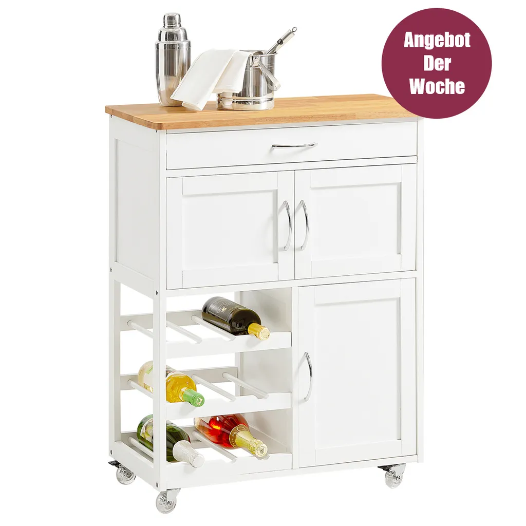 SoBuy Küchenwagen Servierwagen Küchenschrank Mit Flaschenablagen Und Schublade FKW45-WN 1 SoBuy Küchenwagen Servierwagen Küchenschrank Mit Flaschenablagen Und Schublade FKW45-WN