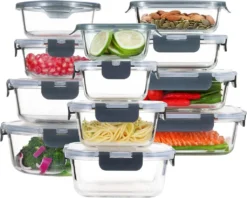 PIE LOCK Frischhaltedosen Set 24 Teilig - Frischhalte Dosen Glasdose Eckig Vorratsdosen - In Transparent Mit Grau Mikrowellengeeignete Frischhaltedose Essensbox Für Lebensmittel BPA-Frei 11 PIE LOCK Frischhaltedosen Set 24 Teilig - Frischhalte Dosen Glasdose Eckig Vorratsdosen - In Transparent Mit Grau Mikrowellengeeignete Frischhaltedose Essensbox Für Lebensmittel BPA-Frei -Haushalts Verkauf 6a3918511b83b5ac96d459157c7e09ad