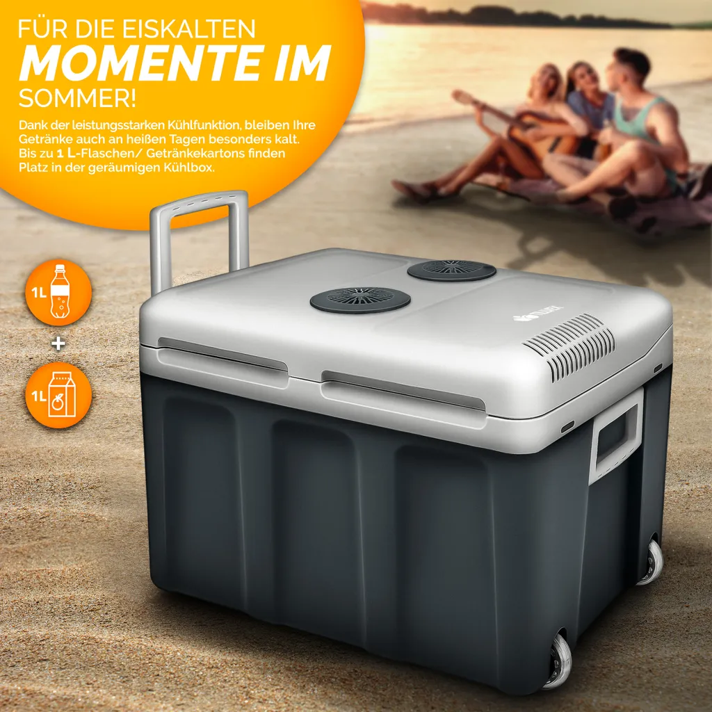Tillvex Kühlbox Elektrisch 40L Grau Mit Rollen | Mini-Kühlschrank 230 V Und 12 V Für KFZ Auto Camping | Kühlt & Wärmt | ECO-Modus 6 Tillvex Kühlbox Elektrisch 40L Grau Mit Rollen | Mini-Kühlschrank 230 V Und 12 V Für KFZ Auto Camping | Kühlt & Wärmt | ECO-Modus – Bild 6