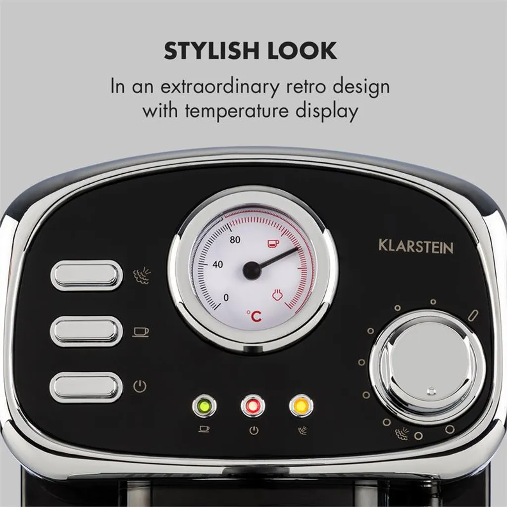 Espressionata Gusto Espressomaschine 1100W 15 Bar Druck Schwarz 3 Espressionata Gusto Espressomaschine 1100W 15 Bar Druck Schwarz – Bild 3