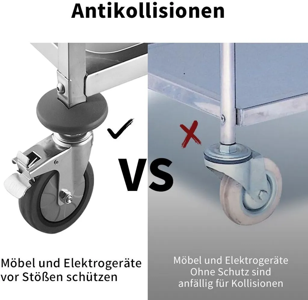 BPT Servierwagen Edelstahl Küchenwagen Auf Rollen Mit Runder Griff,rollwagen Für Restaurants Mit 4-Bremsräder 2 BPT Servierwagen Edelstahl Küchenwagen Auf Rollen Mit Runder Griff,rollwagen Für Restaurants Mit 4-Bremsräder – Bild 2