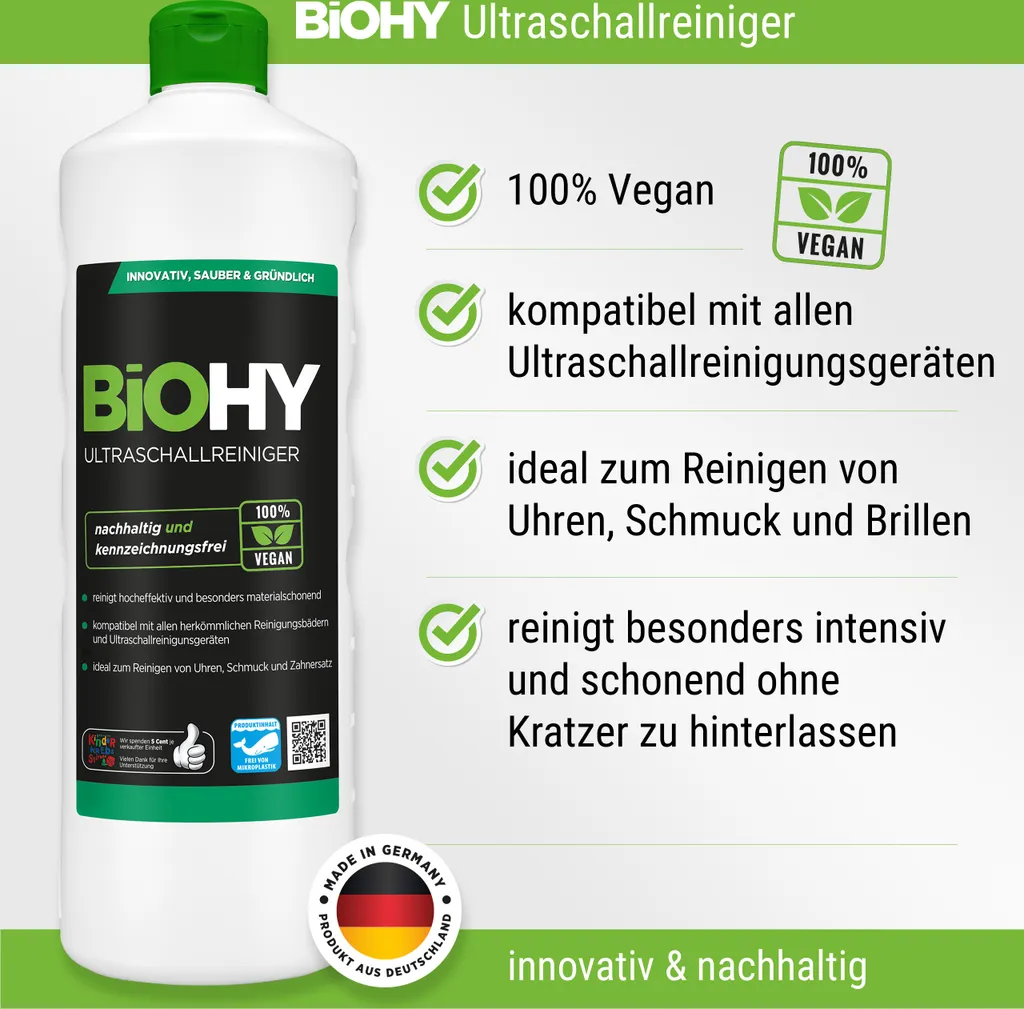 BiOHY Ultraschallreiniger (2x1l Flasche) + Dosierer | Intensive Und Materialschonende Reinigung Von Brillen, Dentalprodukte, Gold, Münzen Und Schmuck| KONZENTRAT Für Ultraschallbad 3 BiOHY Ultraschallreiniger (2x1l Flasche) + Dosierer | Intensive Und Materialschonende Reinigung Von Brillen, Dentalprodukte, Gold, Münzen Und Schmuck| KONZENTRAT Für Ultraschallbad – Bild 3