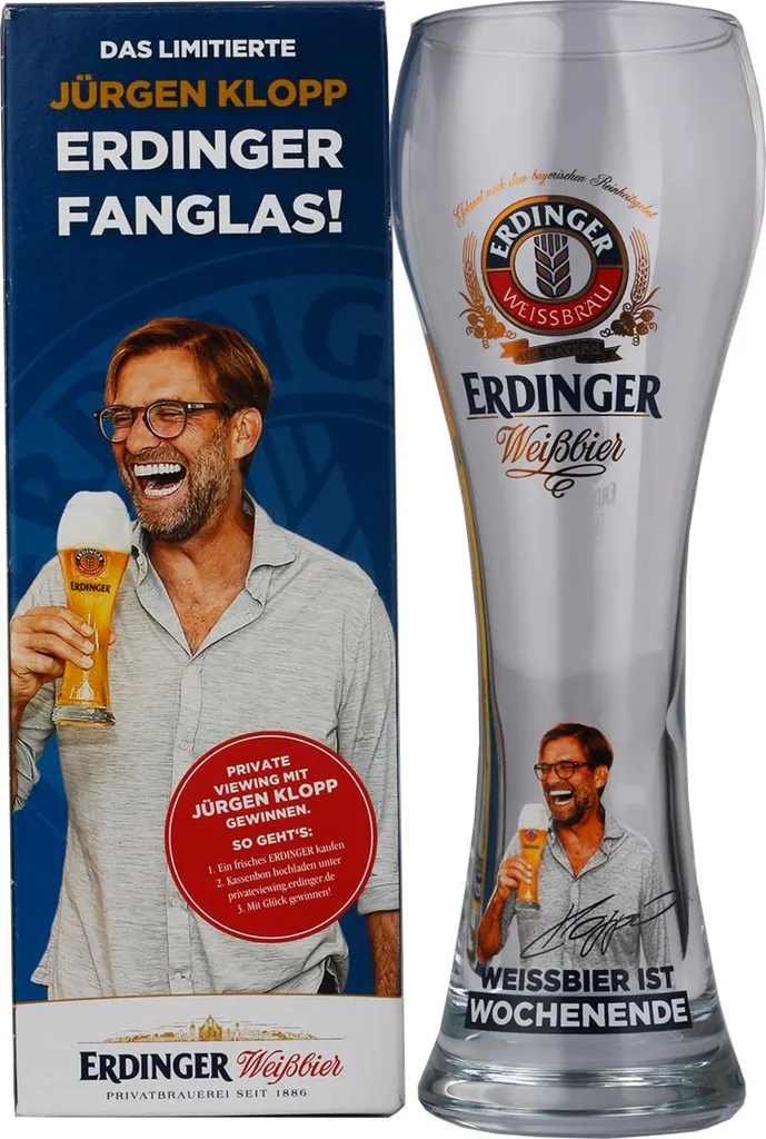 Erdinger Weizenbierglas Jürgen Klopp Limitierte Edition 0,5L 1 Erdinger Weizenbierglas Jürgen Klopp Limitierte Edition 0,5L