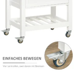 HOMCOM Küchenwagen Küchenrollwagen Servierwagen Mit Einer Schublade Geschlossenen Schrank Regalboden Und Handtuchhalter 4 Lenkrollen MDF Gummiholz Weiß+Eiche 63,5 X 40 X 90 Cm -Haushalts Verkauf 76a064c0dd75a7a218c714560a643428