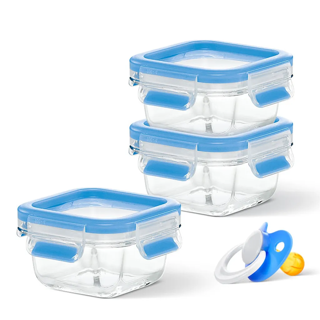 EMSA Clip & Close Glas, Set, Quadratisch, 0,2 L, Blau, Transparent, Polypropylen (PP), Thermoplastisches Elastomer (TPE), Deutschland 3 EMSA Clip & Close Glas, Set, Quadratisch, 0,2 L, Blau, Transparent, Polypropylen (PP), Thermoplastisches Elastomer (TPE), Deutschland – Bild 3