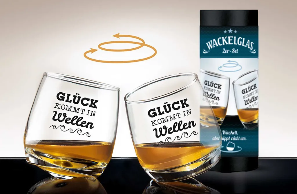 Gilde Wackelglas " Glück " 2 Er Set Whiskyglas Trinkglas 1 Gilde Wackelglas " Glück " 2 Er Set Whiskyglas Trinkglas