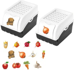 Kartoffelbox Kunststoff Circa 7,7 Liter 2 Stück : Weiß / Schwarz