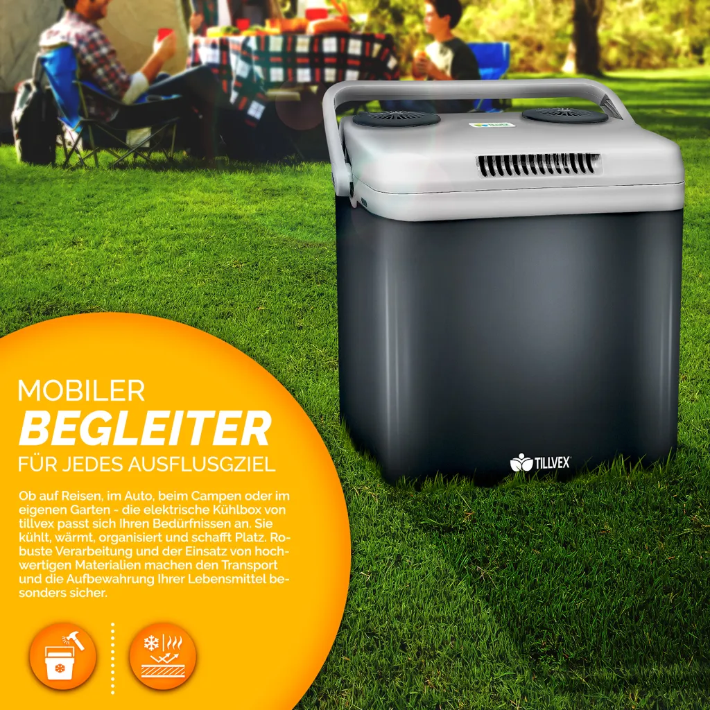 Tillvex Kühlbox Elektrisch 32L Grau | Mini-Kühlschrank 230 V Und 12 V Für KFZ Auto Camping | Kühlt & Wärmt | ECO-Modus 6 Tillvex Kühlbox Elektrisch 32L Grau | Mini-Kühlschrank 230 V Und 12 V Für KFZ Auto Camping | Kühlt & Wärmt | ECO-Modus – Bild 6