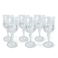 6er Set Kunststoff WeinglĂ€ser Kristalleffekt 200ml / Ă7x16,5cm