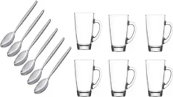 6 KaffeeglÀser 300ml Mit Henkel Mit 6 Löffel TeeglÀser Latte Macchiato GlÀser