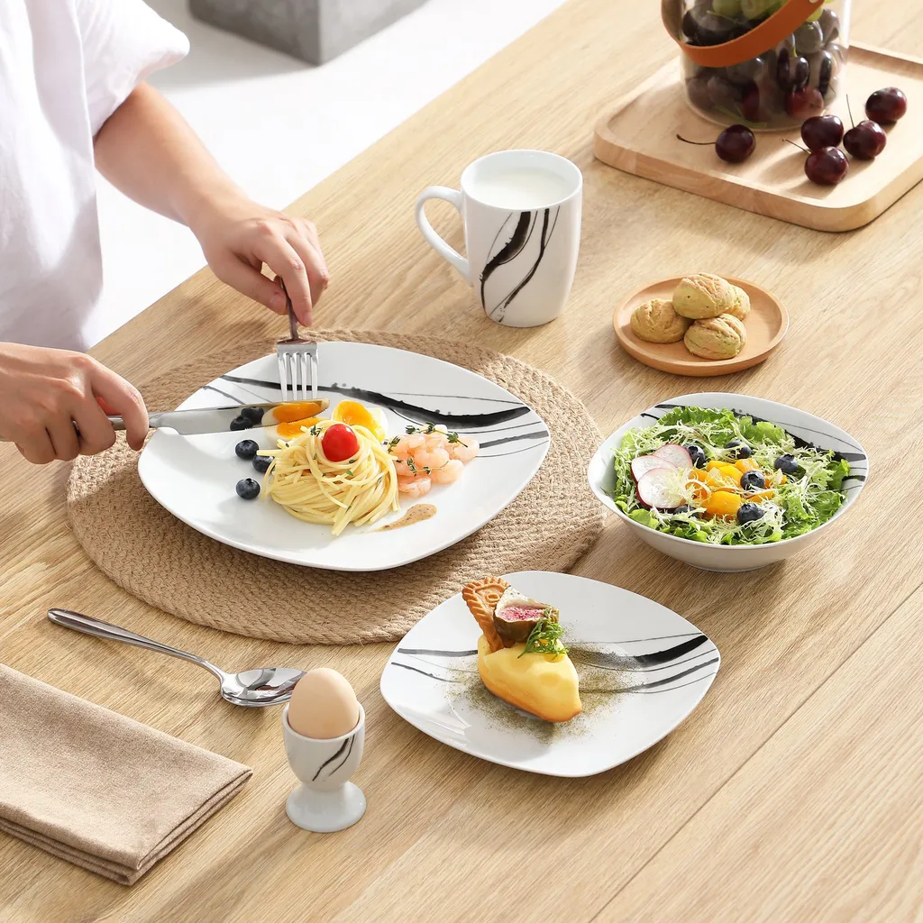 VEWEET Tafelservice 'Teresa' Aus Porzellan 20 Teilig, Geschirrset Beinhatlet Eierbecher, Kaffeetassen, Müslischalen, Dessertteller Und Flachteller, Geschirrservice Für 4 Personen 3 VEWEET Tafelservice 'Teresa' Aus Porzellan 20 Teilig, Geschirrset Beinhatlet Eierbecher, Kaffeetassen, Müslischalen, Dessertteller Und Flachteller, Geschirrservice Für 4 Personen – Bild 3