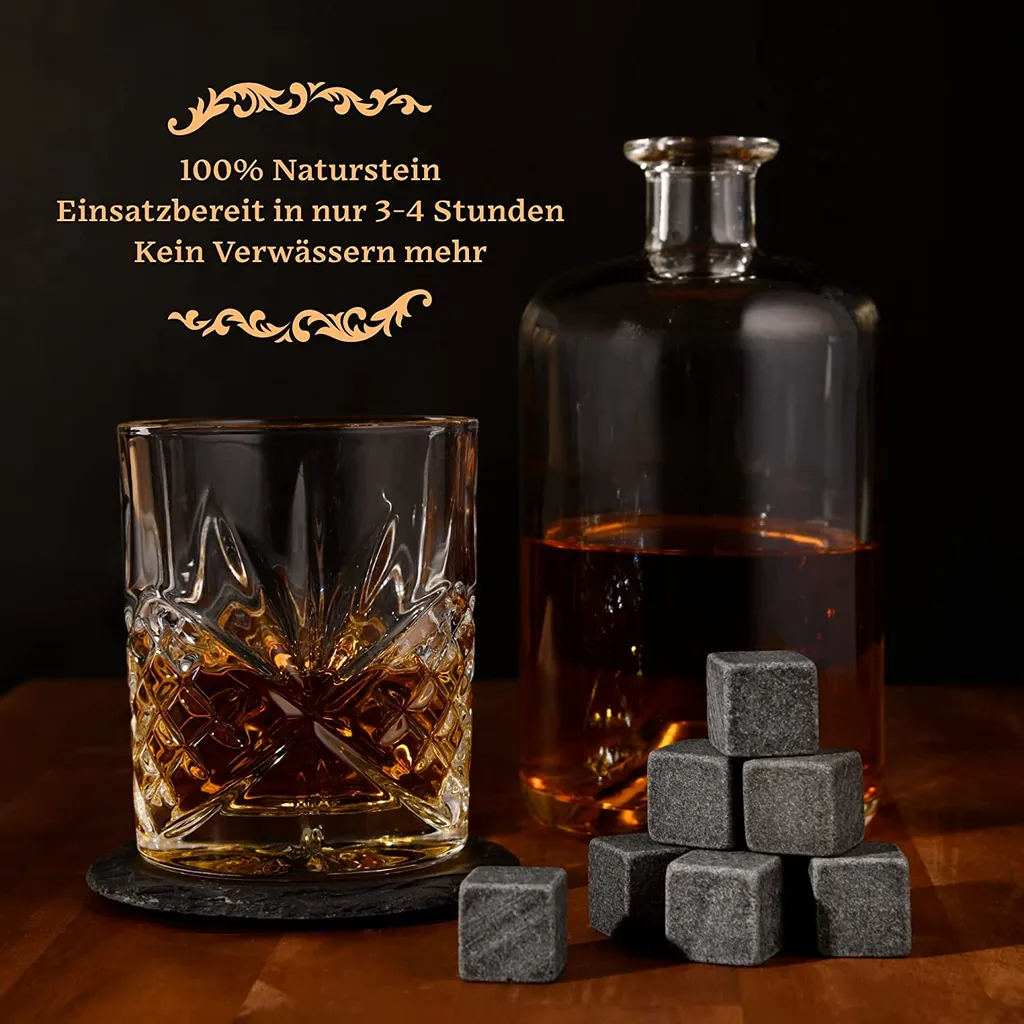 GOURMEO 9 Whisky Steine Im Set In Der Holzbox Aus Natürlichem Basalt 2 GOURMEO 9 Whisky Steine Im Set In Der Holzbox Aus Natürlichem Basalt – Bild 2
