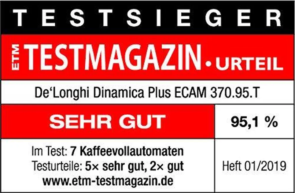 De'Longhi DeLonghi ECAM 370.95.T Dinamica Plus Kaffeevollautomat Silber 2 De'Longhi DeLonghi ECAM 370.95.T Dinamica Plus Kaffeevollautomat Silber – Bild 2