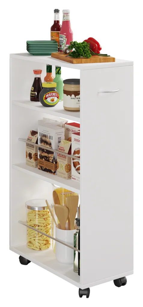 VCM Holz Küchenwagen Servierwagen Rollwagen Nischenschrank Rollbar Rollen Tusal Weiß 1 VCM Holz Küchenwagen Servierwagen Rollwagen Nischenschrank Rollbar Rollen Tusal Weiß