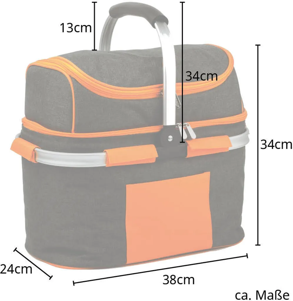 SVITA Picknickkorb 25l Thermo Einkaufskorb Mit Kühlfunktion Kühlbox Kühltasche Grau 4 SVITA Picknickkorb 25l Thermo Einkaufskorb Mit Kühlfunktion Kühlbox Kühltasche Grau – Bild 4