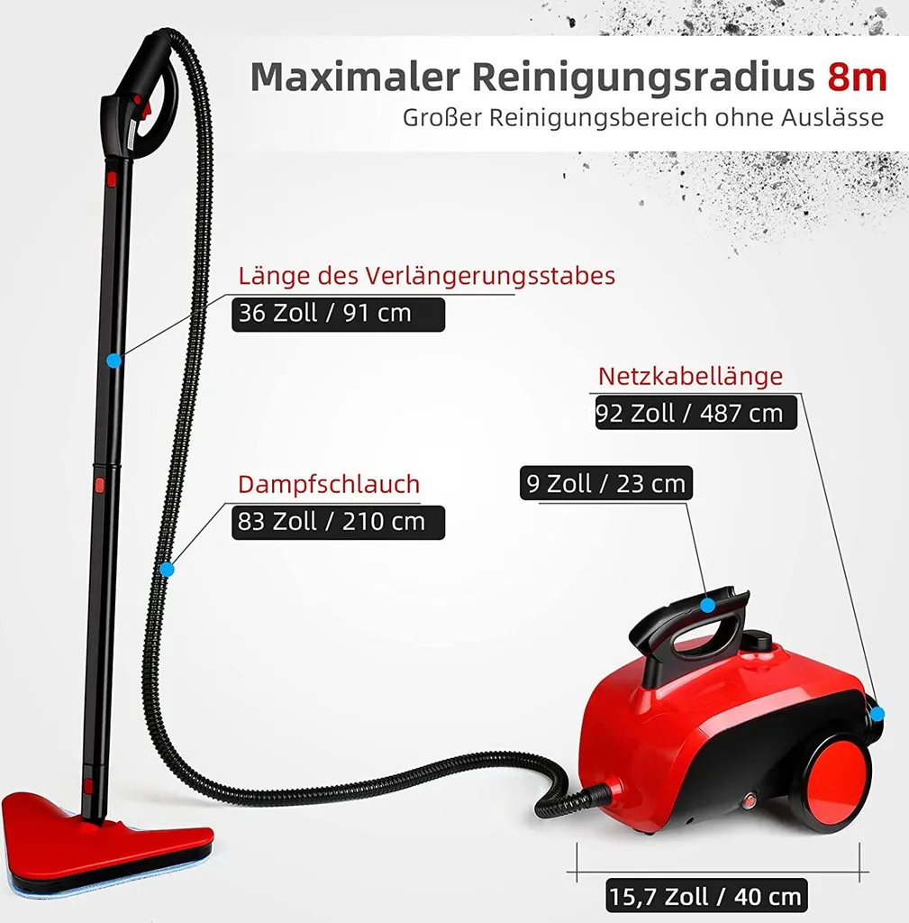 Dampfreiniger, Multifunktions-Dampfreiniger 1500W 1,5L Wassertank, 4,87m Netzkabel, Mit 18 Zubehörteilen, Geeignet Für Fußböden, Autositze, Matratzen, Küchen, Badezimmer, Fenster, Teppiche Usw 2 Dampfreiniger, Multifunktions-Dampfreiniger 1500W 1,5L Wassertank, 4,87m Netzkabel, Mit 18 Zubehörteilen, Geeignet Für Fußböden, Autositze, Matratzen, Küchen, Badezimmer, Fenster, Teppiche Usw – Bild 2