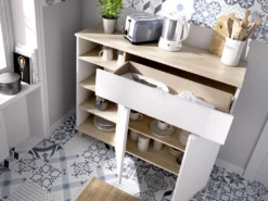 Küchenschrank Mit 2 Türen, 1 Schublade & 4 Ablagen - Weiß & Eichefarben - WAJDI 7 Küchenschrank Mit 2 Türen, 1 Schublade & 4 Ablagen - Weiß & Eichefarben - WAJDI -Haushalts Verkauf 8bfa9d7afddcc18f9d438313268c2b85