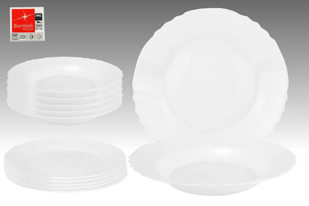 EBRO Tafelservice, 12tlg., Speiseteller + Suppenteller, Essteller, Opal-Hartglas 1 EBRO Tafelservice, 12tlg., Speiseteller + Suppenteller, Essteller, Opal-Hartglas