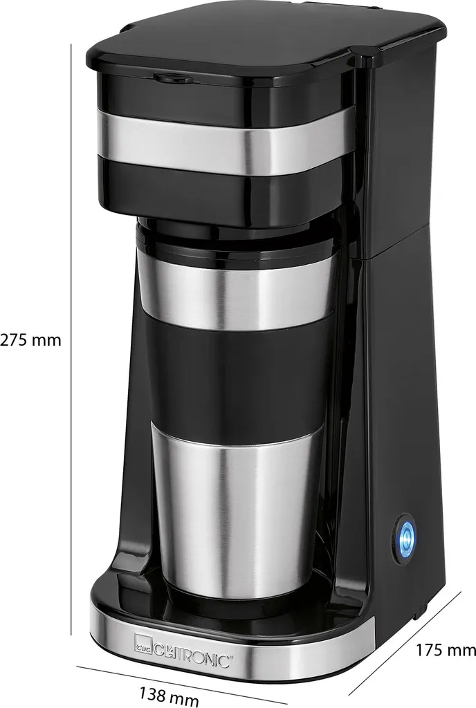 Clatronic KA 3733 Kaffeemaschine Für Coffee To Go, Inkl. 0,4 Liter Kaffeebecher Aus Edelstahl, Ideal Für Auto, Büro Und Unterwegs, Schwarz 8 Clatronic KA 3733 Kaffeemaschine Für Coffee To Go, Inkl. 0,4 Liter Kaffeebecher Aus Edelstahl, Ideal Für Auto, Büro Und Unterwegs, Schwarz – Bild 8