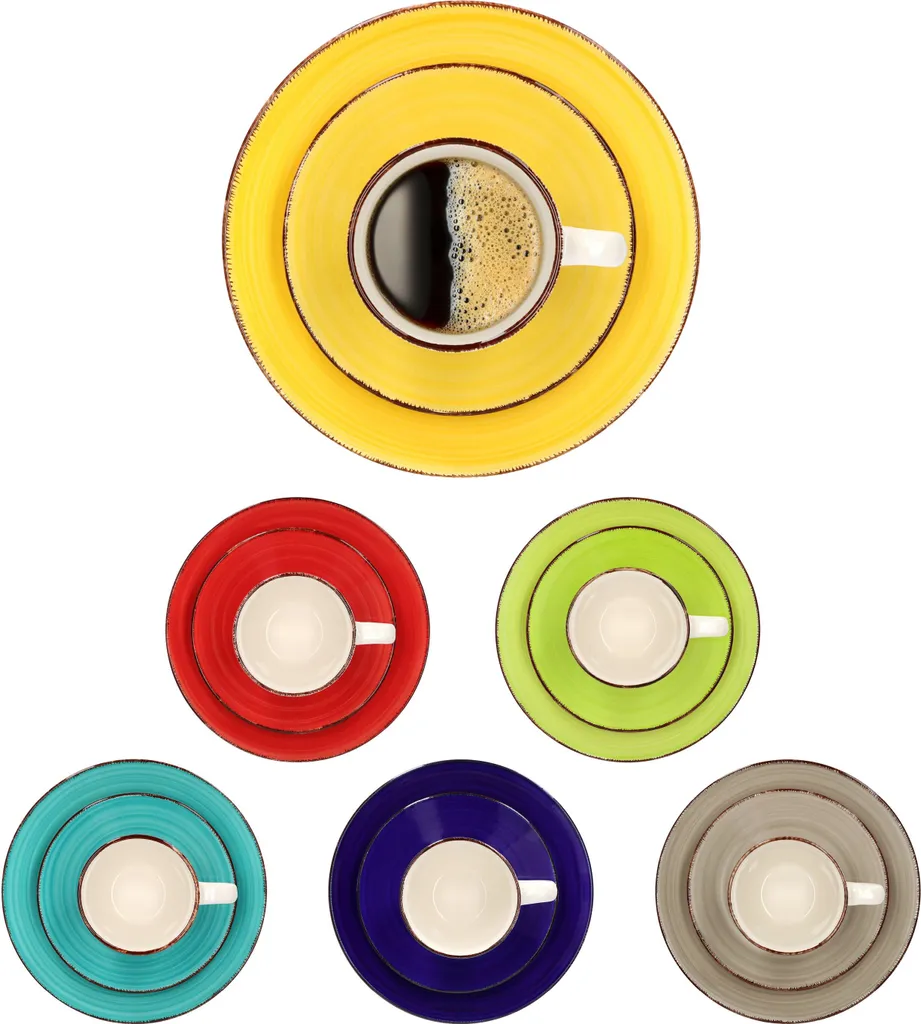 18tlg Kaffeeservice Malaga Kaffee Tee-Gedeck 6Pers Kaffeetassen Dessertteller Abstrakt Handbemalt 2 18tlg Kaffeeservice Malaga Kaffee Tee-Gedeck 6Pers Kaffeetassen Dessertteller Abstrakt Handbemalt – Bild 2