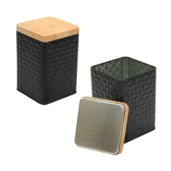 2er Set Metall Vorratsdose Mit Deckel 16x10,5x10,5cm - Schwarz