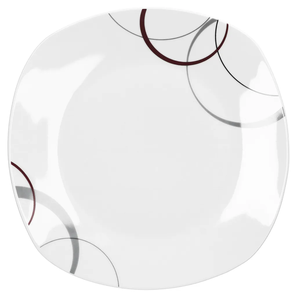 Tafelservice Palazzo 12tlg. - Weiß MitNachbildung-Kreisen In Grau Und Dunkelrot - Für 6 Personen 2 Tafelservice Palazzo 12tlg. - Weiß MitNachbildung-Kreisen In Grau Und Dunkelrot - Für 6 Personen – Bild 2