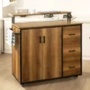 SoBuy KNL02-PF Design Küchenwagen Mit Arbeitsplatte Kücheninsel Küchenschrank Sideboard Auf Rollen Küchentrolley Vintage BHT Ca.: 113x106x69cm