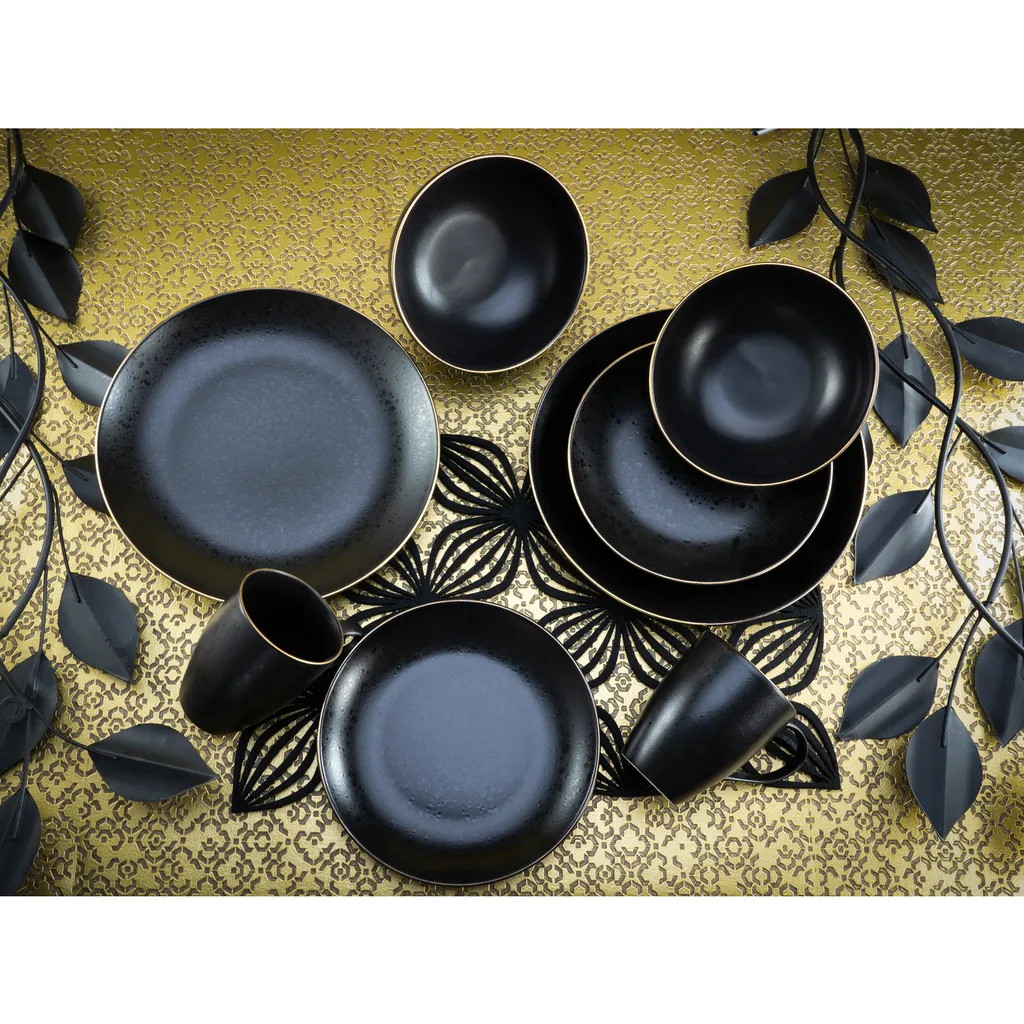 CreaTable 22699 Kombiservice Industrial Gold BLACK Für 4 Personen, Steinzeug, Schwarz (1 Set, 16-teilig) 6 CreaTable 22699 Kombiservice Industrial Gold BLACK Für 4 Personen, Steinzeug, Schwarz (1 Set, 16-teilig) – Bild 6