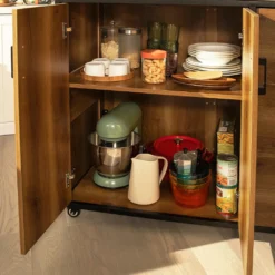 SoBuy KNL02-PF Design Küchenwagen Mit Arbeitsplatte Kücheninsel Küchenschrank Sideboard Auf Rollen Küchentrolley Vintage BHT Ca.: 113x106x69cm -Haushalts Verkauf a1ed37fac23b8dfc668645179c6f430b