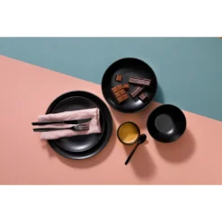 Mammoet Moon Geschirrset 6 Personen, Steingut, Bestehend Aus Tiefen Und Flachen Tellern Sowie Schalen – Je 6 Stück, Matt Schwarz, Moderne Form, Spülmaschinenfest -Haushalts Verkauf a37967058c9525d9c789182f0c325e72