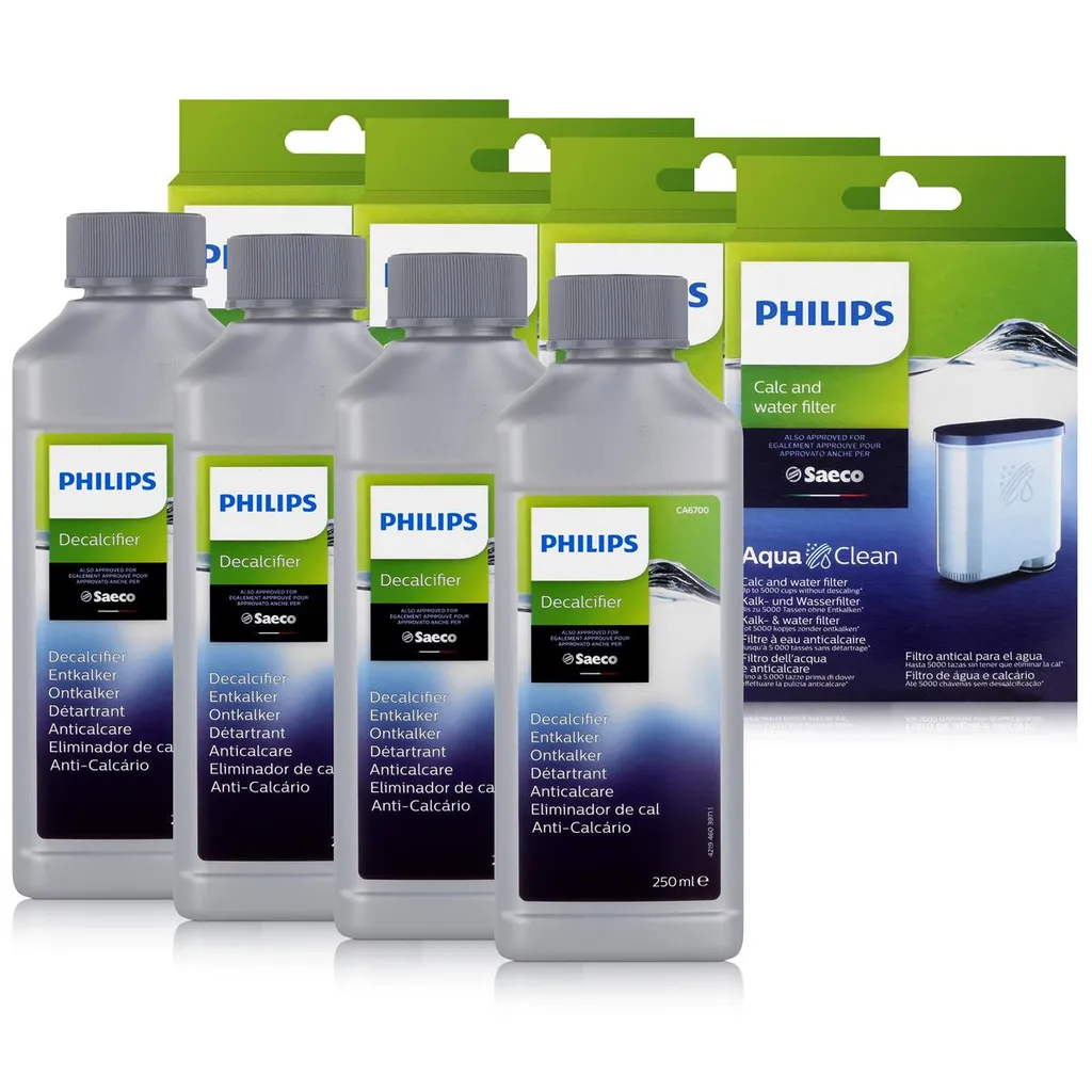 4x Philips CA6903/10 AquaClean Wasserfilter & 4x Philips Saeco Entkalker 250ml 1 4x Philips CA6903/10 AquaClean Wasserfilter & 4x Philips Saeco Entkalker 250ml