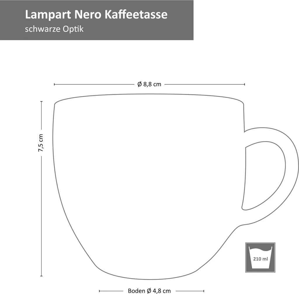 18-tlg. Kaffee-Service Lampart Nero 6 Personen I Tasse + Untertasse + Teller 7 18-tlg. Kaffee-Service Lampart Nero 6 Personen I Tasse + Untertasse + Teller – Bild 7