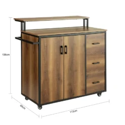 SoBuy KNL02-PF Design Küchenwagen Mit Arbeitsplatte Kücheninsel Küchenschrank Sideboard Auf Rollen Küchentrolley Vintage BHT Ca.: 113x106x69cm -Haushalts Verkauf a759a65cca1a9485d15aea81ccc1d079