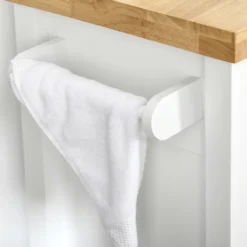 HOMCOM Küchenwagen Küchenrollwagen Servierwagen Mit Einer Schublade Geschlossenen Schrank Regalboden Und Handtuchhalter 4 Lenkrollen MDF Gummiholz Weiß+Eiche 63,5 X 40 X 90 Cm -Haushalts Verkauf a7a973a869fa32a6388655891a933754