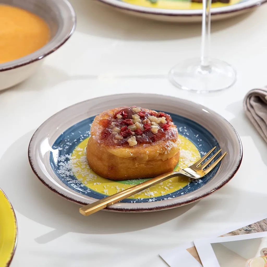 Tafelservice Steingut, Vancasso ARCO 36-teiliges Kombiservice Set, Vintage Geschirrservice Mit Je 12 Speiseteller, Kuchenteller Und Suppenteller, Für 12 Personen, Regenbogen Stil 2 Tafelservice Steingut, Vancasso ARCO 36-teiliges Kombiservice Set, Vintage Geschirrservice Mit Je 12 Speiseteller, Kuchenteller Und Suppenteller, Für 12 Personen, Regenbogen Stil – Bild 2