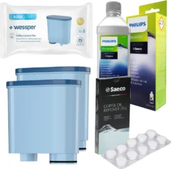 Set Entkalker 250 Ml + 2x Wessper AquaClear Filter Und Milchkreislaufreiniger FĂŒr Saeco AquaClean Maschine