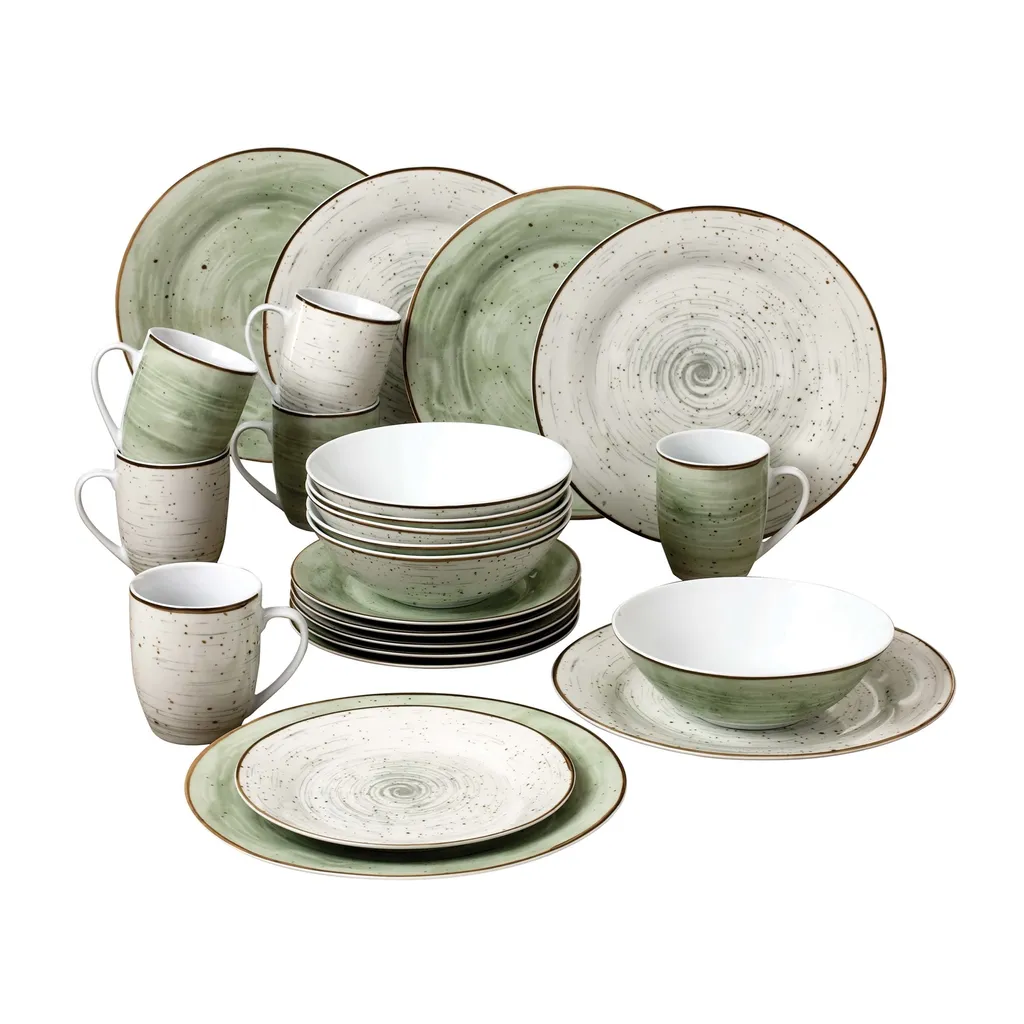 WELLCO Kombiservice Pur 24teilig Grün/grau 1 WELLCO Kombiservice Pur 24teilig Grün/grau