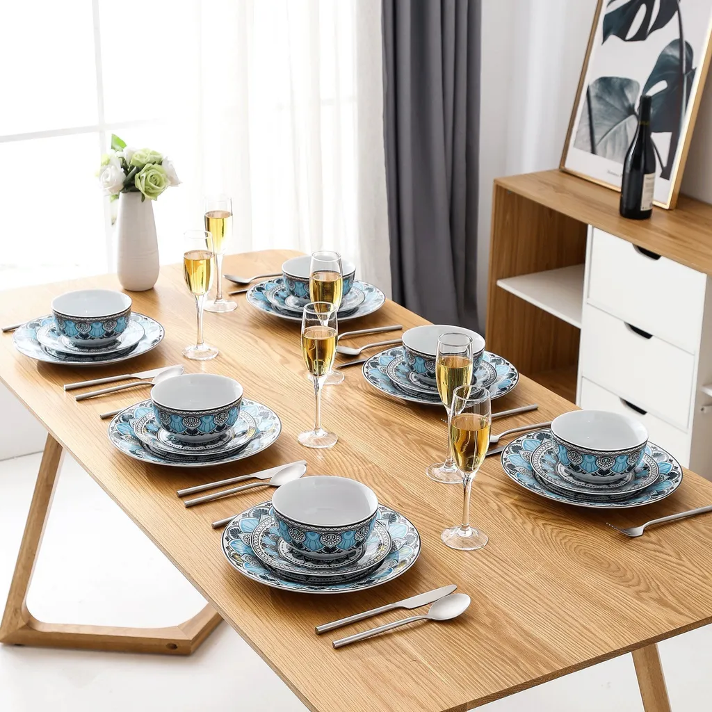 Tafelservice VEWEET, 18 Teiliges Geschirrset Aus Porzellan, AUDRIE Serie, Mit Je 6 Müslischale, Dessertteller Und Flachteller Für 6 Personen 10 Tafelservice VEWEET, 18 Teiliges Geschirrset Aus Porzellan, AUDRIE Serie, Mit Je 6 Müslischale, Dessertteller Und Flachteller Für 6 Personen – Bild 10