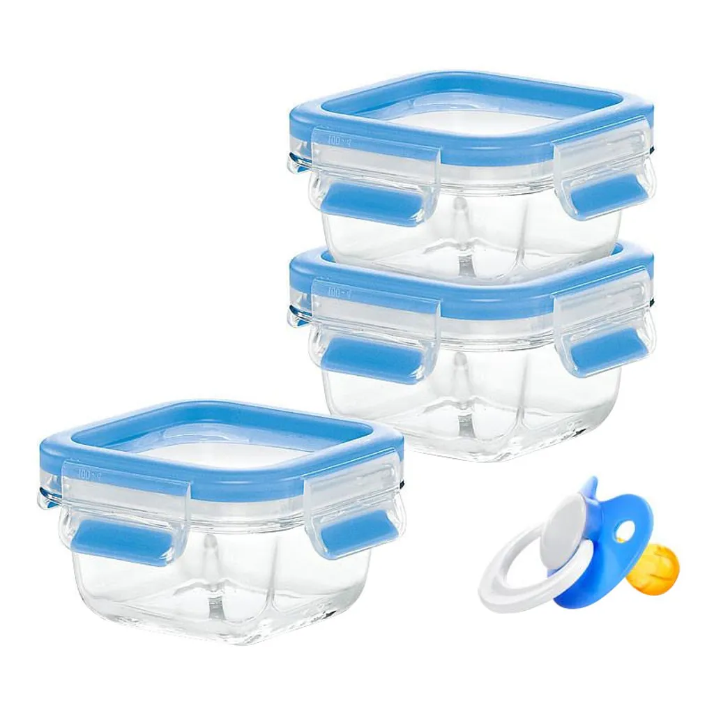 EMSA Clip & Close Glas, Set, Quadratisch, 0,2 L, Blau, Transparent, Polypropylen (PP), Thermoplastisches Elastomer (TPE), Deutschland 13 EMSA Clip & Close Glas, Set, Quadratisch, 0,2 L, Blau, Transparent, Polypropylen (PP), Thermoplastisches Elastomer (TPE), Deutschland – Bild 13