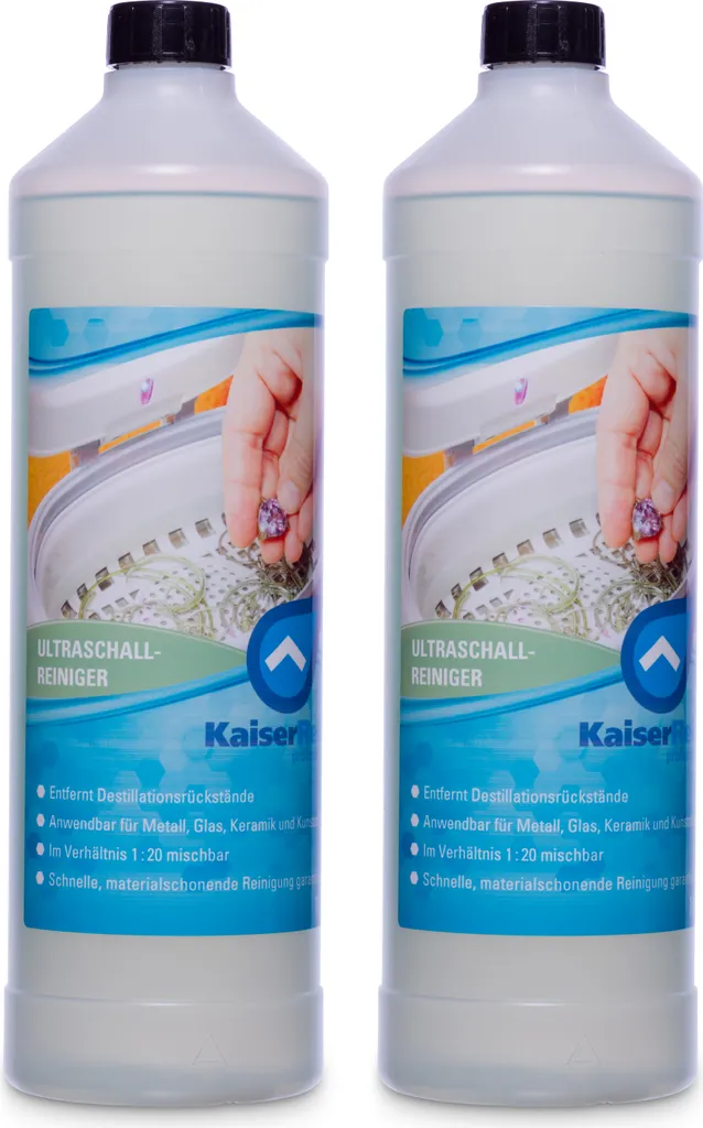 KaiserRein Ultraschallreiniger Konzentrat Flüssig 2x1 L Ultraschall Reinigungsmittel Reiniger Für Ultraschallgerät Zur Profi Reinigung Von Schmuck, Brillen 1 KaiserRein Ultraschallreiniger Konzentrat Flüssig 2x1 L Ultraschall Reinigungsmittel Reiniger Für Ultraschallgerät Zur Profi Reinigung Von Schmuck, Brillen