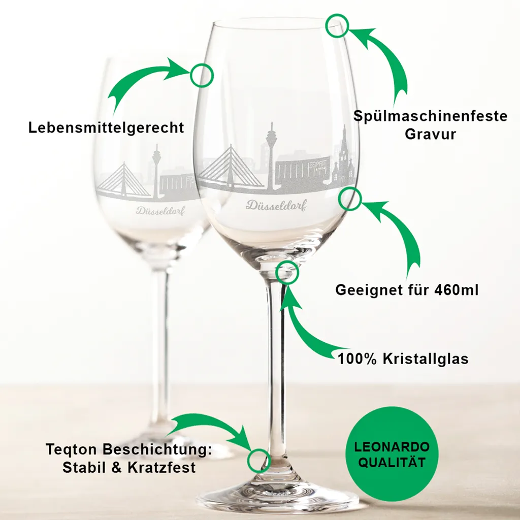 Leonardo Weinglas Mit Gravur - Düsseldorf Geschenk Im 2er Set - Weingeschenk - Souvenir Andenken & Mitbringsel - Geburtstagsgeschenk Für Sie & Ihn 2 Leonardo Weinglas Mit Gravur - Düsseldorf Geschenk Im 2er Set - Weingeschenk - Souvenir Andenken & Mitbringsel - Geburtstagsgeschenk Für Sie & Ihn – Bild 2