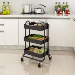 Küchenrollwagen ’Pyhäntä’ 78,5 X 46 X 35 Cm Stahl Schwarz