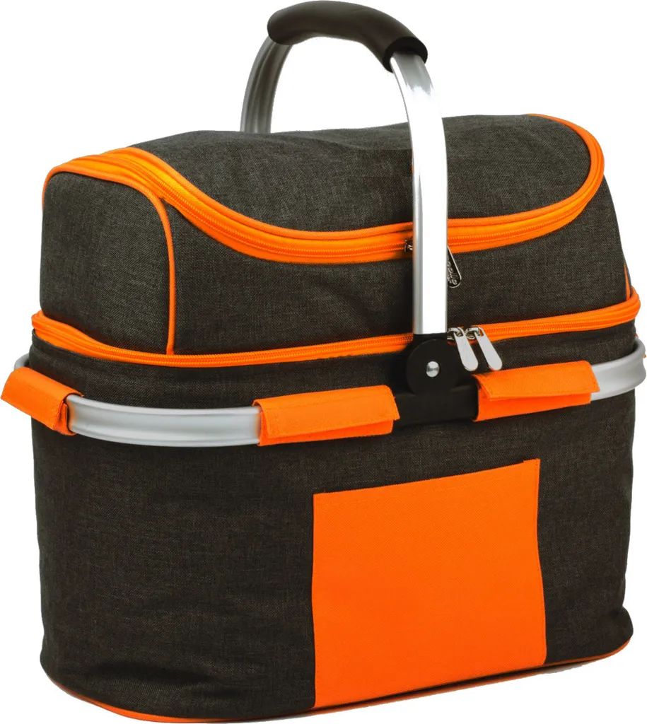 SVITA Picknickkorb 25l Thermo Einkaufskorb Mit Kühlfunktion Kühlbox Kühltasche Grau 1 SVITA Picknickkorb 25l Thermo Einkaufskorb Mit Kühlfunktion Kühlbox Kühltasche Grau